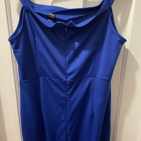 SHEIN SXY Bardot Split Thigh Ruffle Hem Bodycon Dress  xL/12 royal blue - Picture 5 of 6
